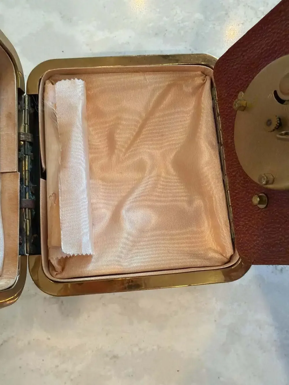 Vintage Phinney-Walker Brown Leather Folding Travel Alarm Clock